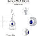 wholesale 925 Sterling Silver Blue Sapphire Crescent Moon & Star Drop Earrings-0-4