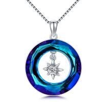 TOUPOP Sterling Silver Blue Crystal Star Pendant Necklace-undefined