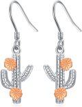 wholesale 925 Sterling Silver Cactus Flower Drop Earrings with Orange Accents-0-0