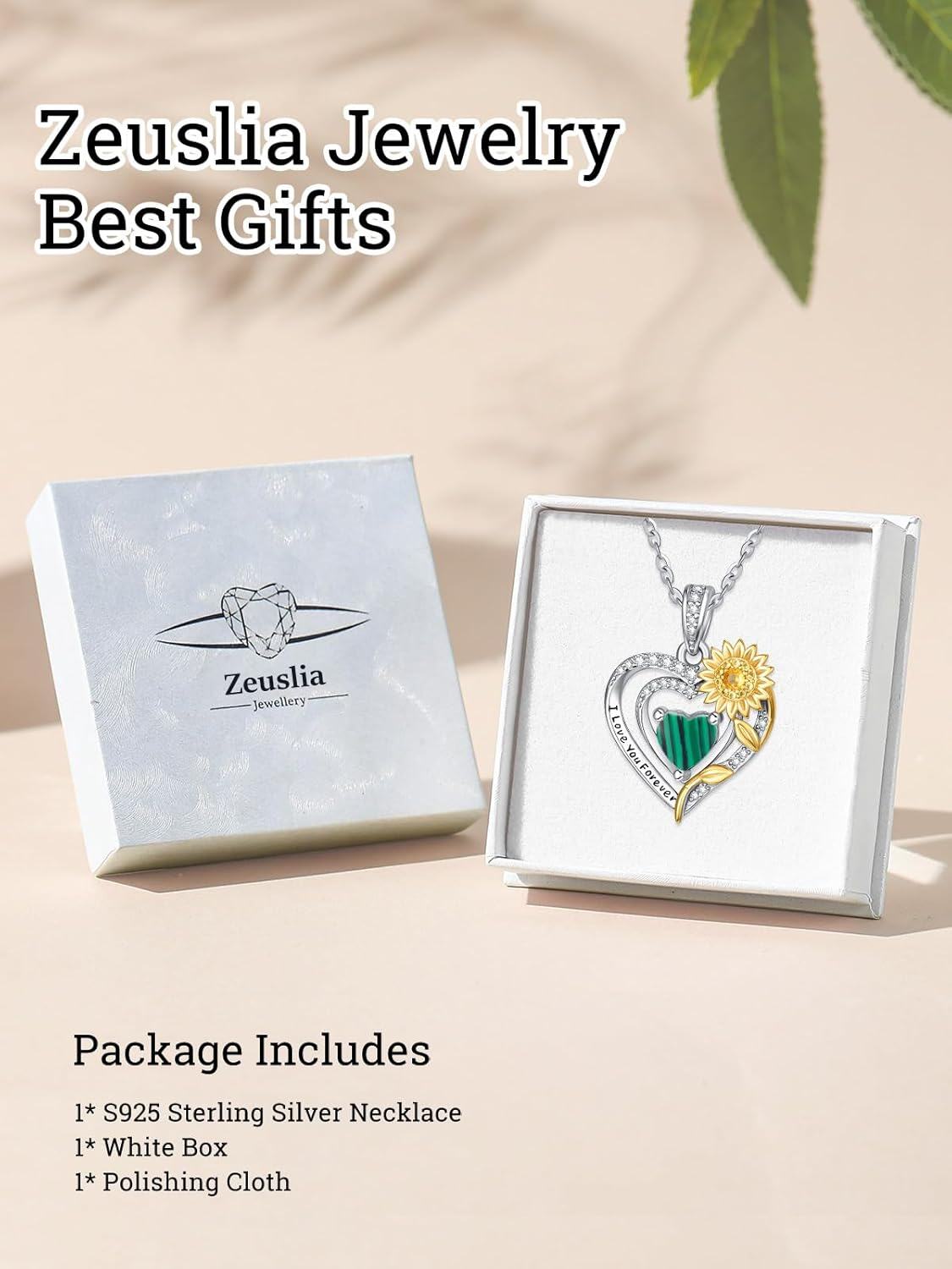 Sterling Silver Sunflower Birthstone Pendant Necklace for Women-0-5