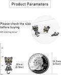 wholesale 925 Sterling Silver Black Stone Cat Kitten Stud Earrings with Yellow Eyes and White Rhinestones - Adorable Animal  for Women-0-5