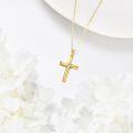 wholesale Gold 18K Yellow Gold Plated Diamond Accented Cross Pendant Necklace for Women - Elegant Religious Jewelry-0-3