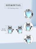 wholesale 925 Sterling Silver Heart-Shaped Moonstone Raccoon Stud Earrings-0-4