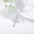 wholesale 925 Sterling Silver Lab-Grown Cubic Zirconia Cross Pendant Necklace D-VVS Quality for Women-0-2
