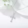 wholesale 925 Sterling Silver Lab-Grown Cubic Zirconia Swirl Cross Pendant Necklaces Wholesale D-VVS for Women-0-2