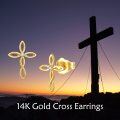 wholesale 14K Gold Diamond Cross Stud Earrings for Women - Religious s-0-1
