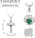 wholesale S925 Sterling Silver White Gold Plated Claddagh Heart Hands Crown Pendant Necklace Irish Love Friendship Loyalty Gift for Women-0-3