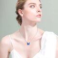 wholesale 925 Sterling Silver Blue Enamel Butterfly Pendant Necklace for Women Gifts for Her Valentines Day Jewelry-0-1