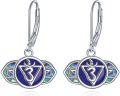 wholesale 925 Sterling Silver Blue Opal Om Symbol Lotus Chakra Drop Earrings for Women-0-0
