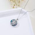 wholesale 925 Sterling Silver Blue Crystal Tree Of Life Fox & Deer Pendant Necklace for Women Girls Gifts-0-4