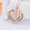 TOUPOP 925 Sterling Silver Moissanite Heart Letter Pendant Necklace-0-2