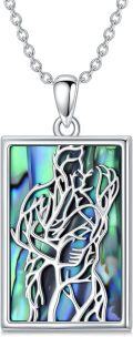 wholesale 925 Sterling Silver Tree of Life Abalone Shell Rectangle Hug Pendant Necklace for Women Romantic s-0-0
