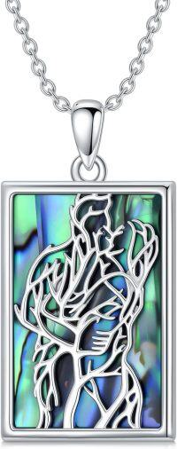 wholesale 925 Sterling Silver Tree of Life Abalone Shell Rectangle Hug Pendant Necklace for Women Romantic s-E+Hug Tree of Life