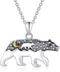 wholesale 925 Sterling Silver Mama Bear & Cub Pendant Necklaces for Mom Gifts Mothers Day Jewelry-0-0