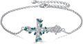 wholesale 925 Sterling Silver Green Crystal Vine Cross Charm Bracelet s for Women and Girls-0-0