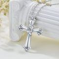 wholesale 925 Sterling Silver 925 with White Cubic Zirconia Cross Pendant Necklace for Women-0-3