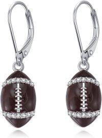 wholesale Sterling Silver Sports Earrings Baseball Basketball Volleyball Soccer Football Jewelry Gifts for Women-Football Earrings