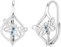 wholesale 925 Sterling Silver Blue Crystal Butterfly Leverback Earrings for Women Girls Gifts-Drop
