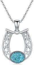 wholesale 925 Sterling Silver Turquoise Western Horse Shoe Cowboy Boots Cactus Pendant Necklace for Women-0-0