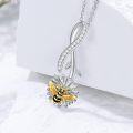 wholesale 925 Sterling Silver CZ Infinity Bee Pendant Necklace with Honeycomb Design - Gifts for Her-0-2