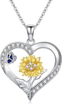 wholesale 925 Sterling Silver Heart Sunflower Butterfly Pendant Necklace for Women Girls Gifts-Butterfly-3