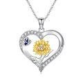 wholesale 925 Sterling Silver Heart Pendant With Gold Flower And Blue Butterfly-0-0