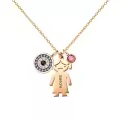 wholesale 925 Sterling Silver Personalized Boy Charm & Birthstone Evil Eye Pendant Necklaces for Women Custom Name s-0-2