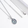 wholesale 925 Sterling Silver Blue Resin Branch Teardrop Pendant Necklace Women-0-3
