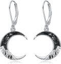 wholesale 925 Sterling Silver Crescent Moon Mountain Landscape Leverback Earrings-0-0