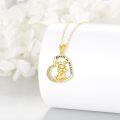wholesale 14K Gold Dog Heart Pendant Necklace with Cubic Zirconia for Women Mothers Day Gifts-0-4