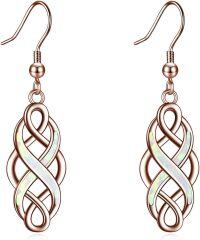 wholesale Sterling Silver Oxidized Celtic Knot Dangle Earrings Irish Vintage Good Luck Jewelry Gifts for Women Girls-Rose gold Celtic knot earrings