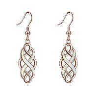 wholesale 925 Sterling Silver Celtic Knot Earrings Wholesale With Blue Inlay-Rose gold Celtic knot earrings