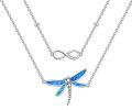 wholesale 925 Sterling Silver Blue Opal Dragonfly & Infinity Pendant Necklace s for Women-0-0