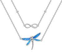 wholesale 925 Sterling Silver Blue Opal Dragonfly & Infinity Pendant Necklace s for Women-Dragonfly&Infinity