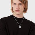 wholesale 925 Sterling Silver Protection Pendant Aztec Calendar Charm with Wolf Head and Stars on 30+2 Extender Chain for Men & Women-0-2