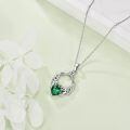 wholesale 925 Sterling Silver Emerald Heart Claddagh Celtic Knot Pendant Necklace Irish s for Women Girls-0-2