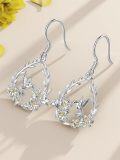 wholesale 925 Sterling Silver Hummingbird Floral Teardrop Dangle Earrings  for Women Girls-0-3