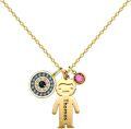wholesale 925 Sterling Silver Personalized Boy Charm & Birthstone Evil Eye Pendant Necklaces for Women Custom Name s-0-1