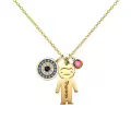 wholesale 925 Sterling Silver Personalized Boy Charm & Birthstone Evil Eye Pendant Necklaces for Women Custom Name s-0-1