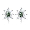 wholesale 925 Sterling Silver Green Moss Agate Flower Stud Earrings-0-0