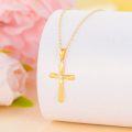 wholesale 14K Gold Natural Diamond Cross Pendant Necklace for Women Gifts for Mom or Wife-0-1
