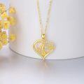 wholesale 14K Gold Blue Topaz Double Heart Mom Pendant Necklace for Women-0-3