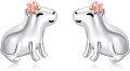 wholesale 925 Sterling Silver Capybara Flower Stud Earrings for Women-0-0
