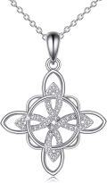 wholesale 925 Sterling Silver Triquetra Celtic Knot Pendant Necklace with Cubic Zirconia for Women and Girls - Wiccan  Idea-0-0