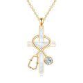 wholesale 925 Sterling Silver Cross with Stethoscope and Blue Crystal Pendant Necklace for Nurses-0-17