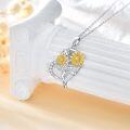 wholesale 14K White Gold CZ Sunflower Heart Pendant Necklace - Adjustable Chain Length (16-18)-0-2