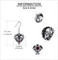 wholesale 925 Sterling Silver Gothic Rose Skull & Witch's Heart Drop Earrings for Women-0-2
