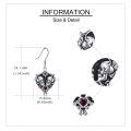 wholesale 925 Sterling Silver Gothic Rose Skull & Witch's Heart Drop Earrings for Women-0-2