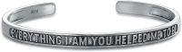 wholesale Sterling Silver Poiuy Inspirational Strength Mantra Cuff Bracelet Set-Inspirational