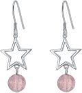 wholesale 925 Sterling Silver with Turquoise and Pink Quartz Star Drop Earrings - Hypoallergenic Jewelry for Women-0-2